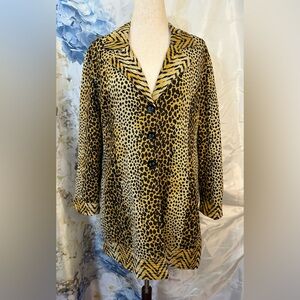 T. Renz Silk Blend Leopard Print lightweight Coat Mob Wife Office Siren Fun